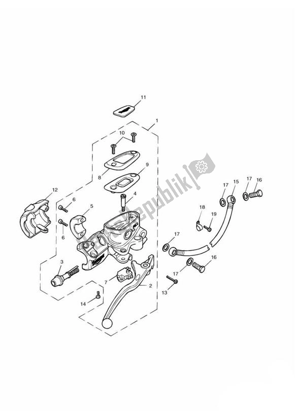 All parts for the Front Brake Master Cylinder of the Triumph America Carburettor 790 2002 - 2007